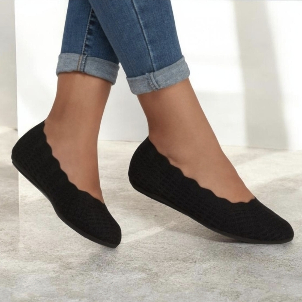 Skechers Cleo Bewitch Classic Minimalist Scalloped Comfort Ballet Flats 7M